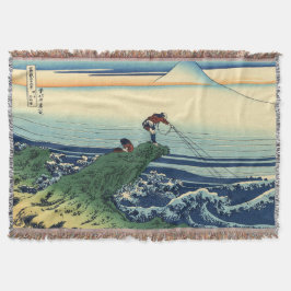 葛飾北斎の漁師の芸術作品「甲州梶川漁村の図」 スローブランケット
