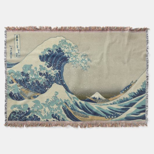 葛飾北斎の神奈川沖浪裏 スローブランケット (正面)
