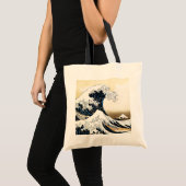 葛飾北斎の神奈川沖浪裏 日本美術 トートバッグ (正面(商品))
