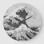 葛飾北斎の神奈川素晴らしの波 –  ラージ壁時計 (正面)