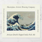 葛飾北斎の素晴らし神奈川沖の波 ビールラベル (シングルラベル)