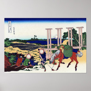 葛飾北斎の『千住から望む富士山』 浮世絵 ポスター