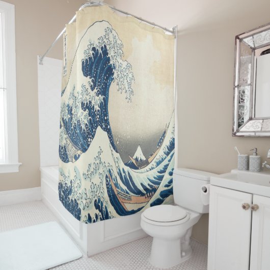 葛飾北斎神奈川素晴らしの波 シャワーカーテン (インサイチュ)