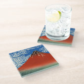 葛飾北斎素晴らし – 風澄ん朝 ガラスコースター (アングル)