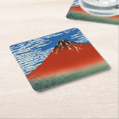 葛飾北斎素晴らし – 風澄ん朝 スクエアペーパーコースター (アングル)
