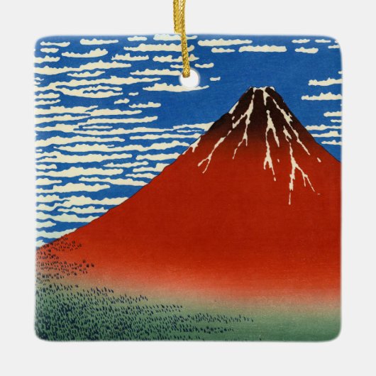 葛飾北斎素晴らし – 風澄ん朝 セラミックオーナメント (正面)