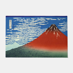 葛飾北斎素晴らし – 風澄ん朝 ドアマット