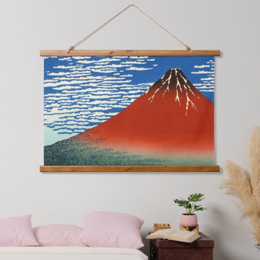 葛飾北斎素晴らし – 風澄ん朝 吊り下げ型タペストリー (寝室)