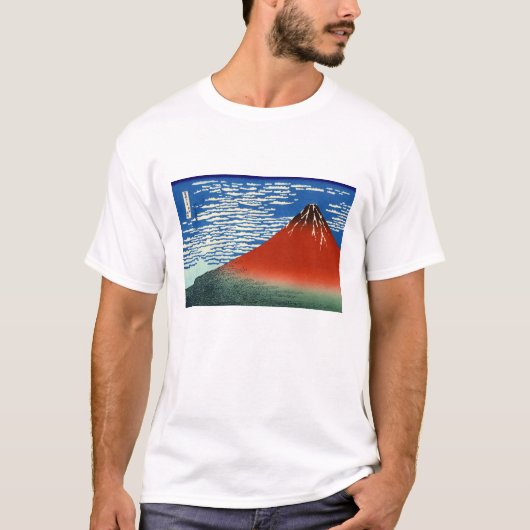 葛飾北斎素晴らし – 風澄ん朝 Tシャツ (正面)