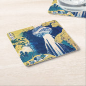 葛飾北斎阿弥陀滝 スクエアペーパーコースター (アングル)