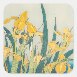 葛飾北斎 – バッタとアイリス スクエアシール