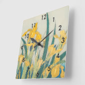 葛飾北斎 – バッタとアイリス スクエア壁時計 (傾斜)