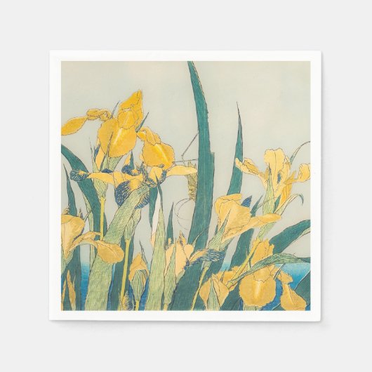 葛飾北斎 – バッタとアイリス スタンダードカクテルナプキン (正面)