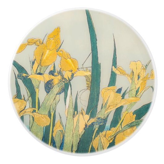 葛飾北斎 – バッタとアイリス セラミックノブ (正面)