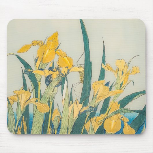 葛飾北斎 – バッタとアイリス マウスパッド (正面)
