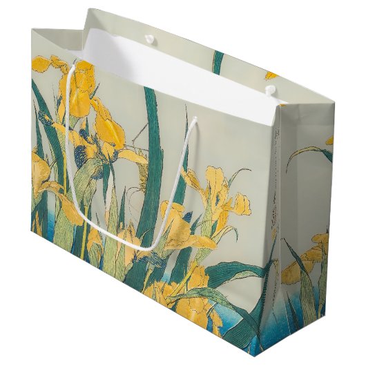 葛飾北斎 – バッタとアイリス ラージペーパーバッグ (正面アングル)
