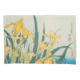 葛飾北斎 – バッタとアイリス 枕カバー