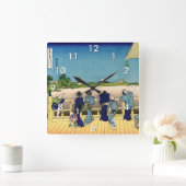 葛飾北斎 - 五百羅漢寺、サザイ堂 スクエア壁時計 (ホーム)