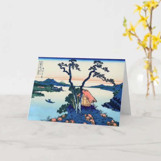 葛飾北斎 - 信濃の諏訪湖 カード (黄色い花)