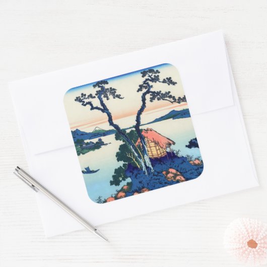 葛飾北斎 – 信濃国の諏訪湖 スクエアシール (封筒)