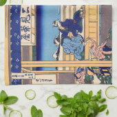 葛飾北斎 - 富士三十六景のひとつ、東海道吉田 キッチンタオル (折り畳み)