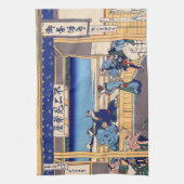 葛飾北斎 - 富士三十六景のひとつ、東海道吉田 キッチンタオル (縦)