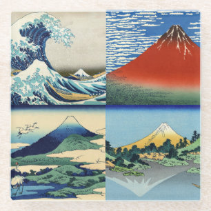 葛飾北斎 - 富士三十六景 ガラスコースター