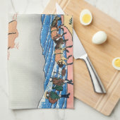 葛飾北斎 – 富士・身延川裏 キッチンタオル (四つ折り)