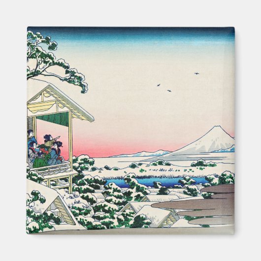 葛飾北斎 – 小石川の茶屋 マグネット (正面)