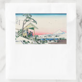 葛飾北斎 – 小石川の茶屋 長方形シール (バッグ)