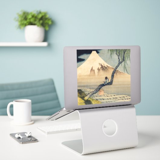 葛飾北斎 – 少年の山富士 シール (デスク上のノートパソコン)