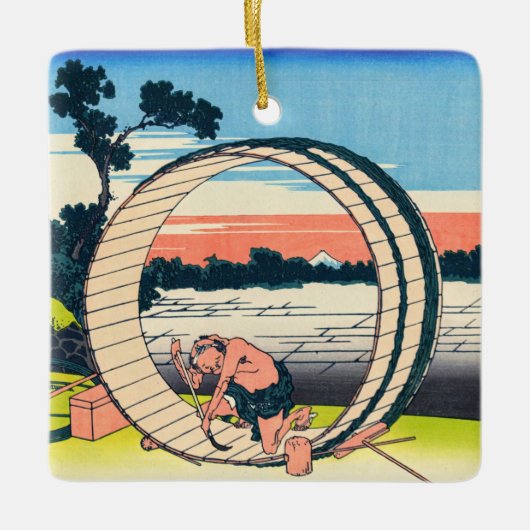 葛飾北斎 – 尾張国富士見原市 セラミックオーナメント (正面)