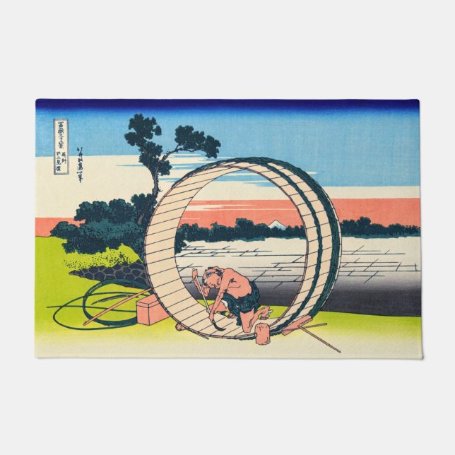 葛飾北斎 – 尾張国富士見原市 ドアマット (正面)