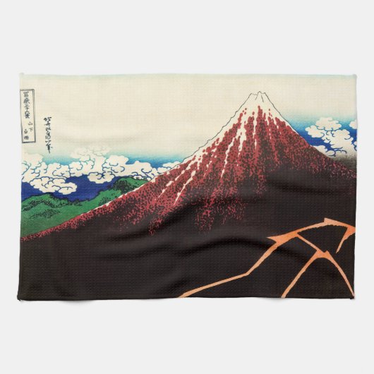 葛飾北斎 - 峰の下の落雷 キッチンタオル (横)