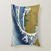 葛飾北斎 - 彩色大波 アクセントクッション (正面(垂直))