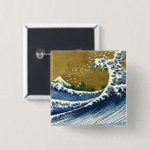 葛飾北斎 - 彩色大波 缶バッジ (正面&裏面)