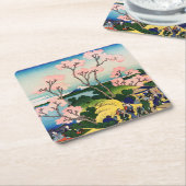 葛飾北斎 – 御殿山、東海道、品川 スクエアペーパーコースター (アングル)