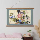 葛飾北斎、朝顔、浮世絵 吊り下げ型タペストリー (寝室)