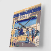 葛飾北斎 – 東海道・吉田 スクエア壁時計 (傾斜)