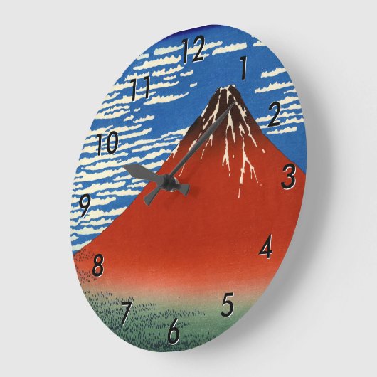 葛飾北斎 - 気持ちの良い風、晴れた朝 ラージ壁時計 (傾斜)