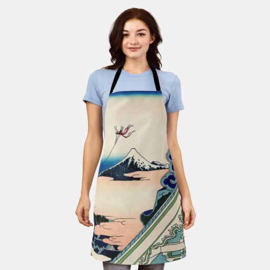 葛飾北斎 - 江戸浅草本願寺 エプロン (着用した状態)