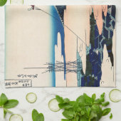 葛飾北斎 – 江戸浅草本願寺 キッチンタオル (折り畳み)