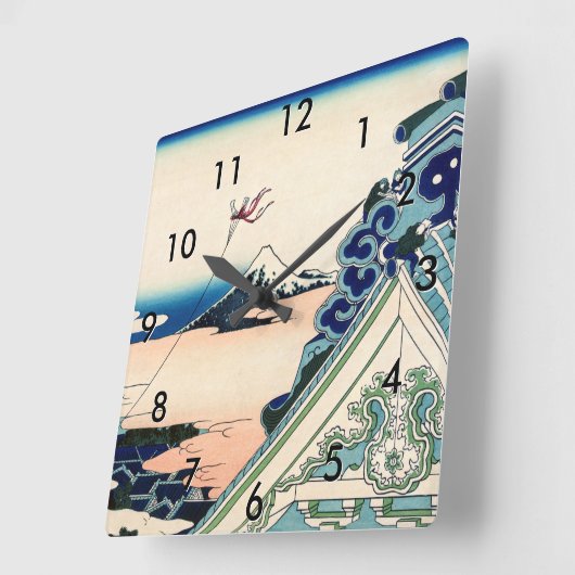 葛飾北斎 – 江戸浅草本願寺 スクエア壁時計 (傾斜)