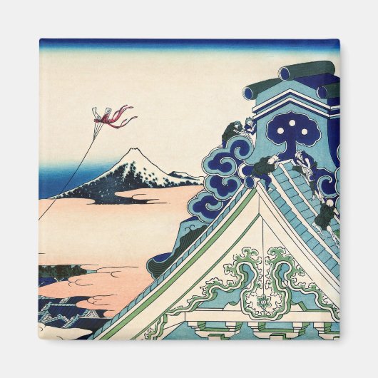 葛飾北斎 – 江戸浅草本願寺 マグネット (正面)