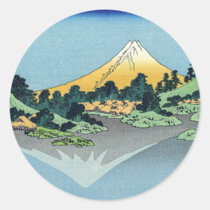 葛飾北斎 - 河口湖に映る富士山 ラウンドシール