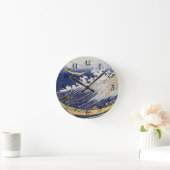 葛飾北斎。海波 ラウンド壁時計 (ホーム)