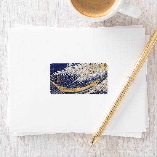 葛飾北斎。海波 ラベル (インサイチュ)