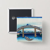 葛飾北斎 – 深川万年橋下 缶バッジ (正面&裏面)