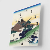 葛飾北斎 - 犬目峠, 甲州 スクエア壁時計 (傾斜)