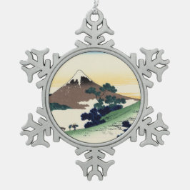 葛飾北斎。甲斐国犬目峠 スノーフレークピューターオーナメント